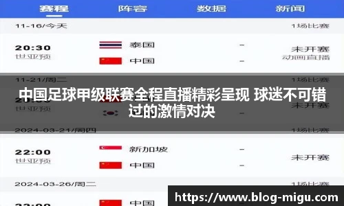 中国足球甲级联赛全程直播精彩呈现 球迷不可错过的激情对决