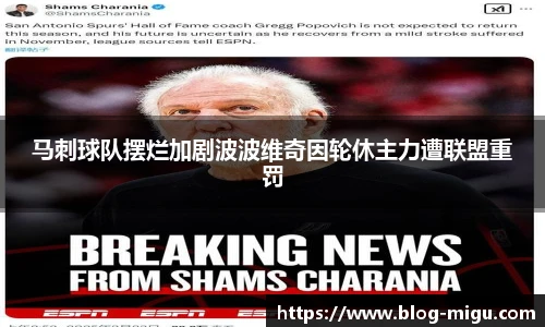 马刺球队摆烂加剧波波维奇因轮休主力遭联盟重罚
